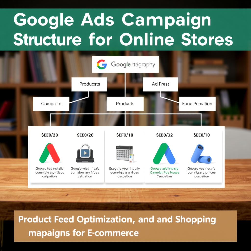 Структура Google Ads кампаній для інтернет-магазинів з ієрархією кампаній, сегментацією груп оголошень, оптимізацією товарних фідів та торговими кампаніями для електронної комерції